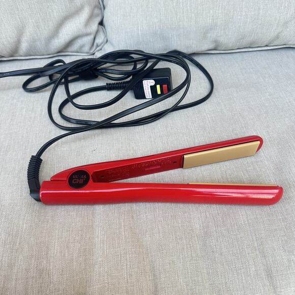 Ultra CHI Red 1" Tourmaline Ceramic Hairstyling Flat Iron Straightener GF1333 - Picture 1 of 9